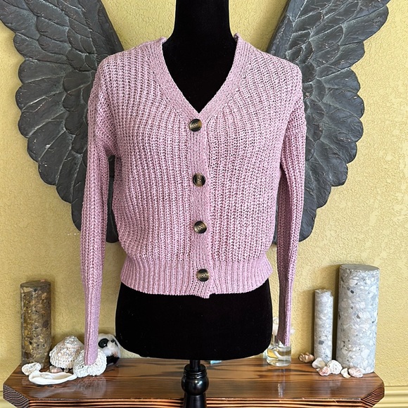 Moon & Madison Oversized Knit Crop Cardigan Sweater - Picture 1 of 7